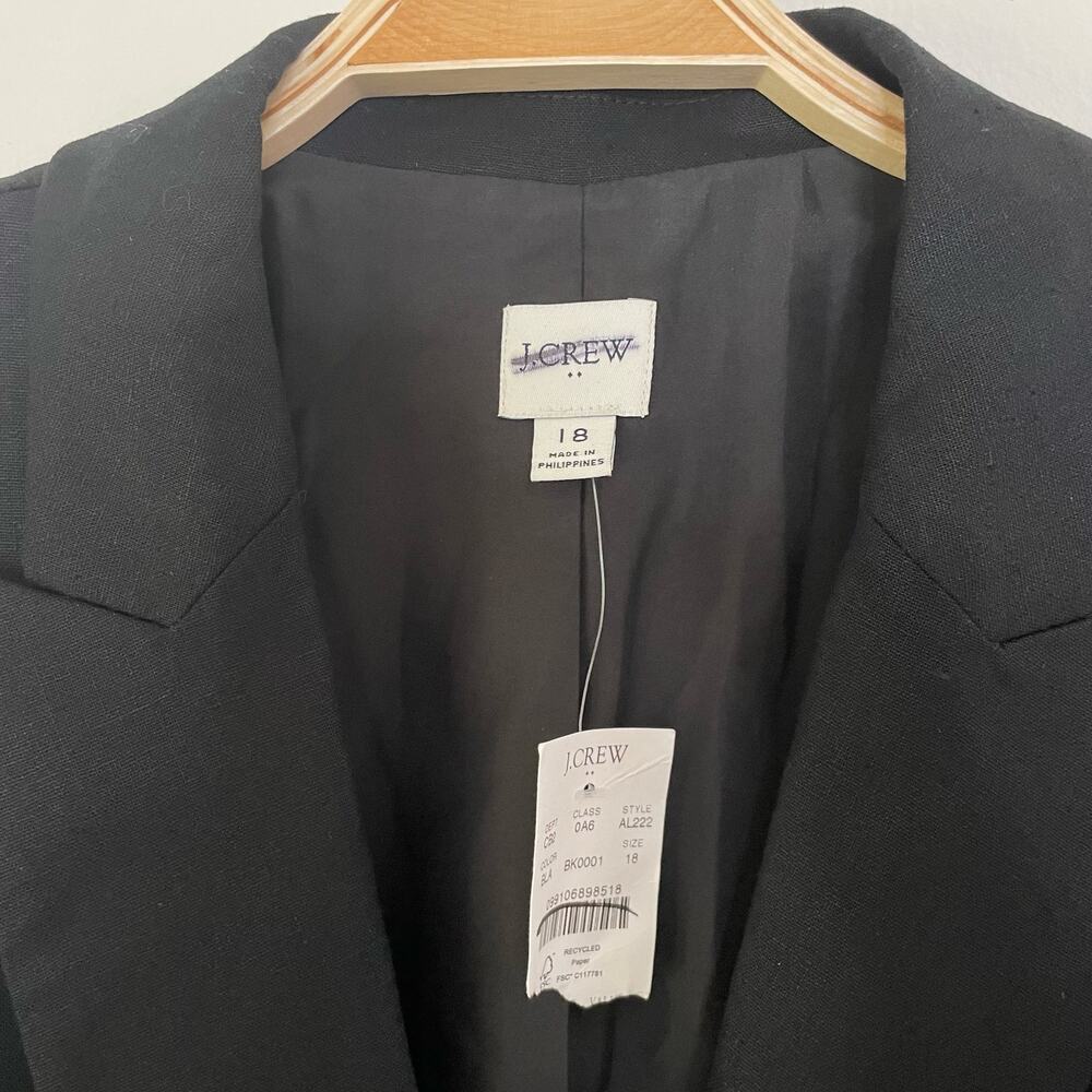 NWT J. Crew Factory‎ Linen-blend Holland Blazer Black Size 18 AL222 Career Work - Picture 7 of 12